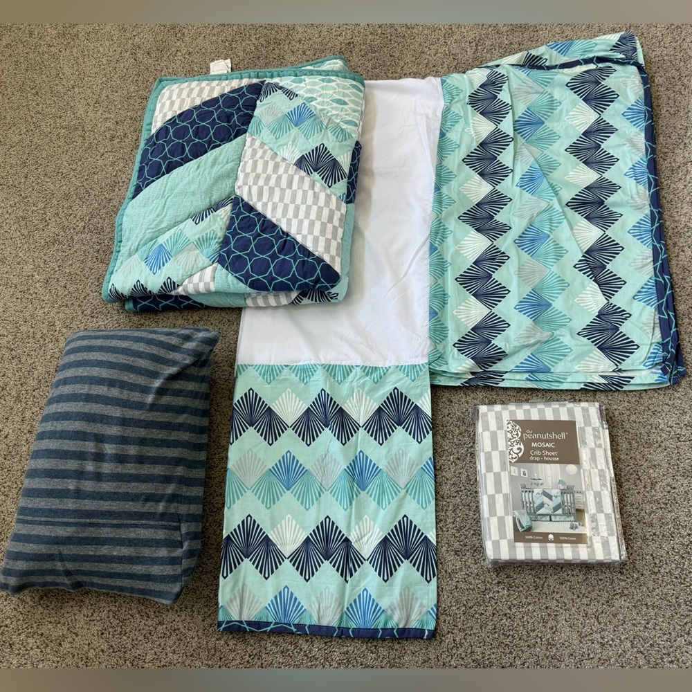 Peanutshell Crib Bedding Set - 3 Pieces - Crib Quilt, Crib Sheet, Crib Skirt